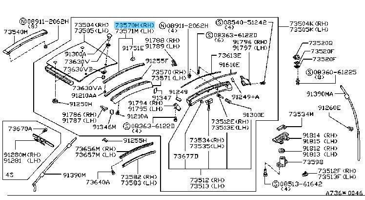 NISSAN 300ZX Z32 89-96 T-Top 2+0 Genuine Drip Center Molding RH 91784-30P20 OEM