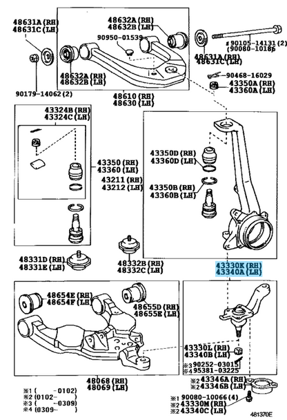 TOYOTA SEQUOIA 02-03 TUNDRA 02-03 Genuine Front Lower Ball Joint RH & LH Set OEM