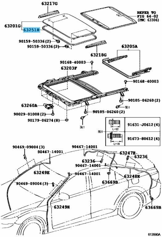 TOYOTA LEXUS IS350 GSE2# 06-13 Genuine Sliding Roof Weatherstrip 63251-53030 OEM