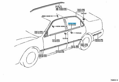 TOYOTA CAMRY MCV20 1997-2001 Genuine Rear Door Belt Moulding RH 75730-33040 OEM