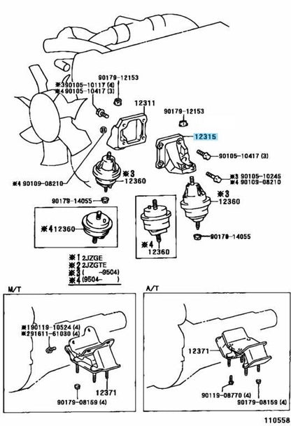 TOYOTA LEXUS Genuine 1JZ-GTE 2JZ-GE 2JZ-GTE Engine Mount Bracket Left Side OEM