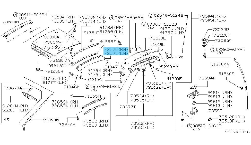 NISSAN 300ZX Z32 '90-96 Genuine Roof Side Moulding RH & LH Set 2 SEATER T-TOP