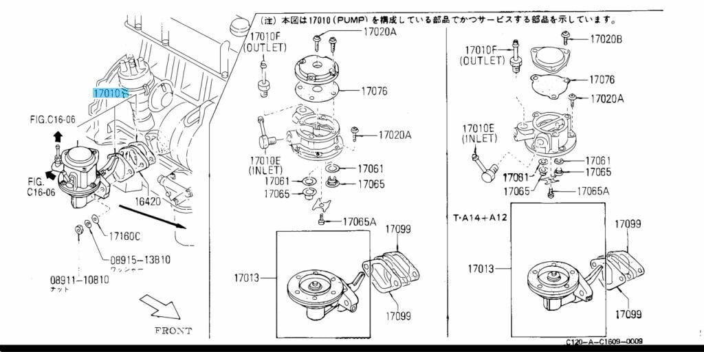 NISSAN SUNNY TRUCK B20 B120 Genuine A12S A15 Fuel Pump Assy 17010-03C25 OEM