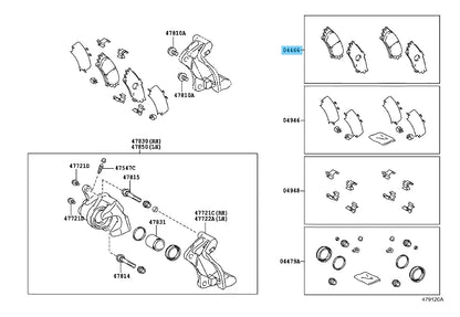 TOYOTA HIGHLANDER GSU50 14-19 Genuine Rear Disc Brake Pad Kit 04466-0E010 OEM