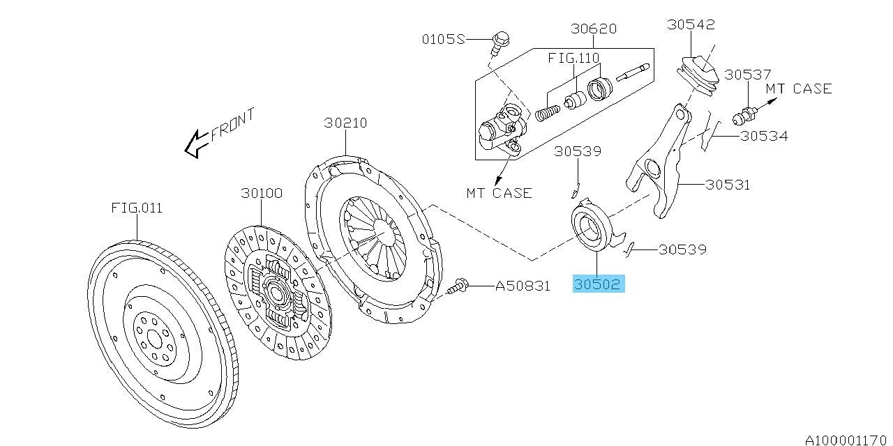 SUBARU XV CROSSTREK GP7 13-15 16-21 Genuine Clutch Release Bearing 30502AA150