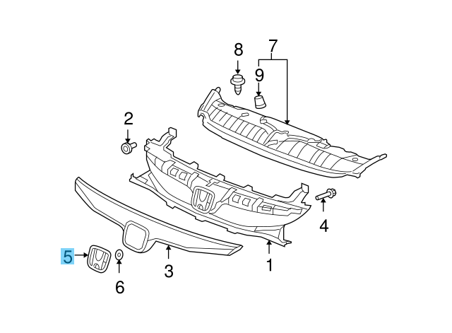 HONDA CIVIC FA# 09-11 Genuine Front grille emblem "H" 75700-TF0-000 5Door OEM