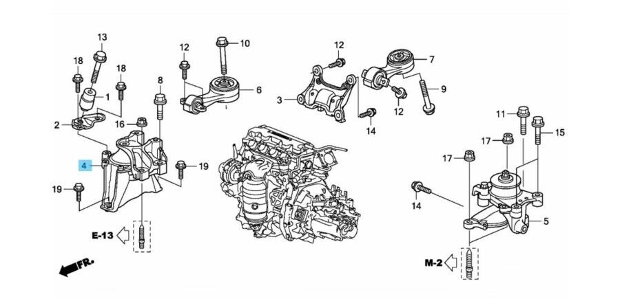 HONDA CR-V RE1 07-10 Genuine Engine Side Mounting Rubber Assy 50820-SWC-E01 OEM