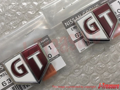 NISSAN SKYLINE R34 ER34 99-02 Genuine Front Side "GT" Emblem Badge Pair 2pcs OEM