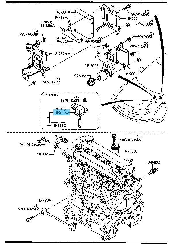 MAZDA MAZDA6 GG GY 03-08 Genuine Boost Sensor Illust. No.1 KL47-18-211A OEM