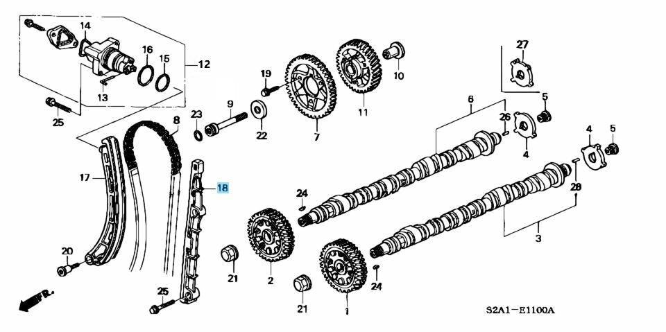 HONDA S2000 AP1 F20C AP2 F22C 00-09 Genuine Cam Chain Guide 14530-PCX-004 OEM