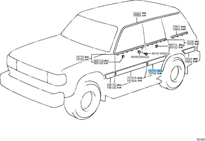 TOYOTA LAND CRUISER FZJ80 '95-97 Genuine Rear Door Outside Moulding RH OEM