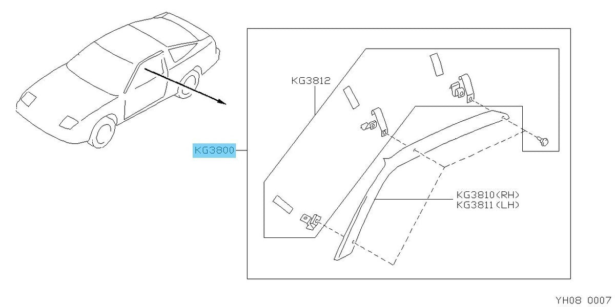 NISSAN 240SX 180SX RS13 1989-1998 Genuine Side Roof Visor G3810-40F00 OEM