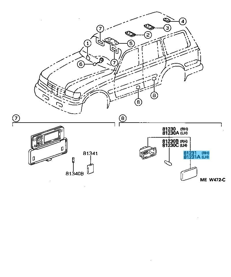 TOYOTA 4RUNNER GRN210 03-09 Genuine Courtesy Lamp Lens 81231-50010 x4 Set OEM