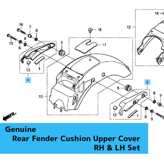 HONDA VT750RS '10-13 Genuine Rear Fender Cushion Upper Cover RH & LH Set OEM