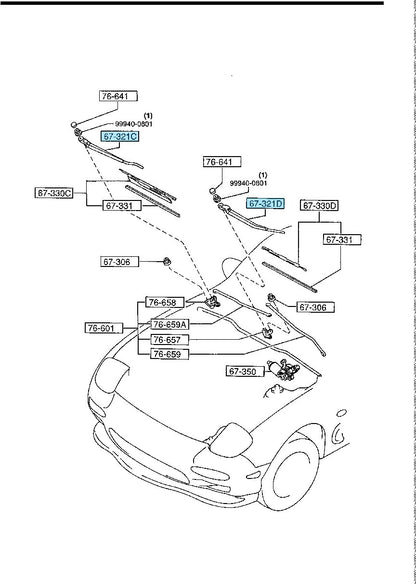 MAZDA RX-7 RX7 FD3S RHD Genuine Front Windshield Wiper Arm Right & Left Set OEM