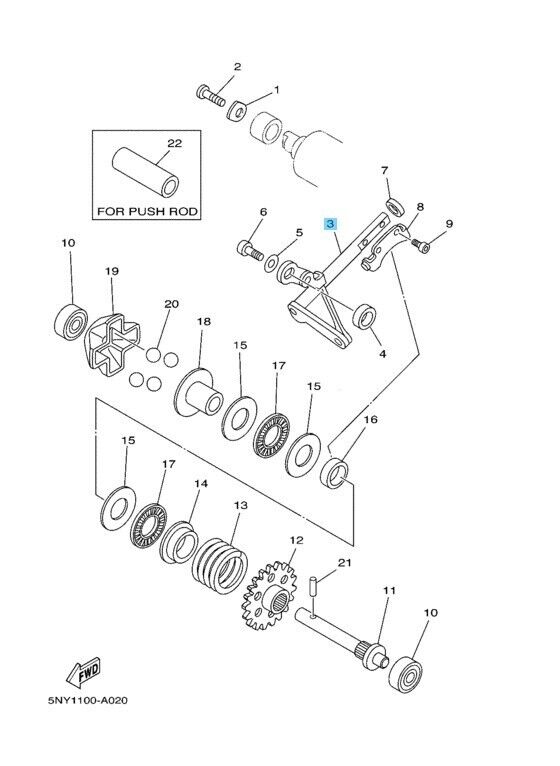 YAMAHA YZ125 2006-2015 2017-2018 Genuine Push Rod Assy 1C3-11990-10-00 OEM