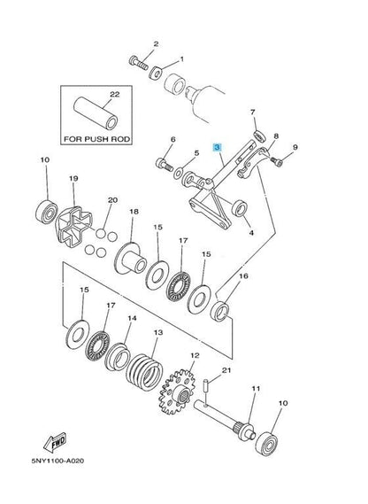 YAMAHA YZ125 2006-2015 2017-2018 Genuine Push Rod Assy 1C3-11990-10-00 OEM