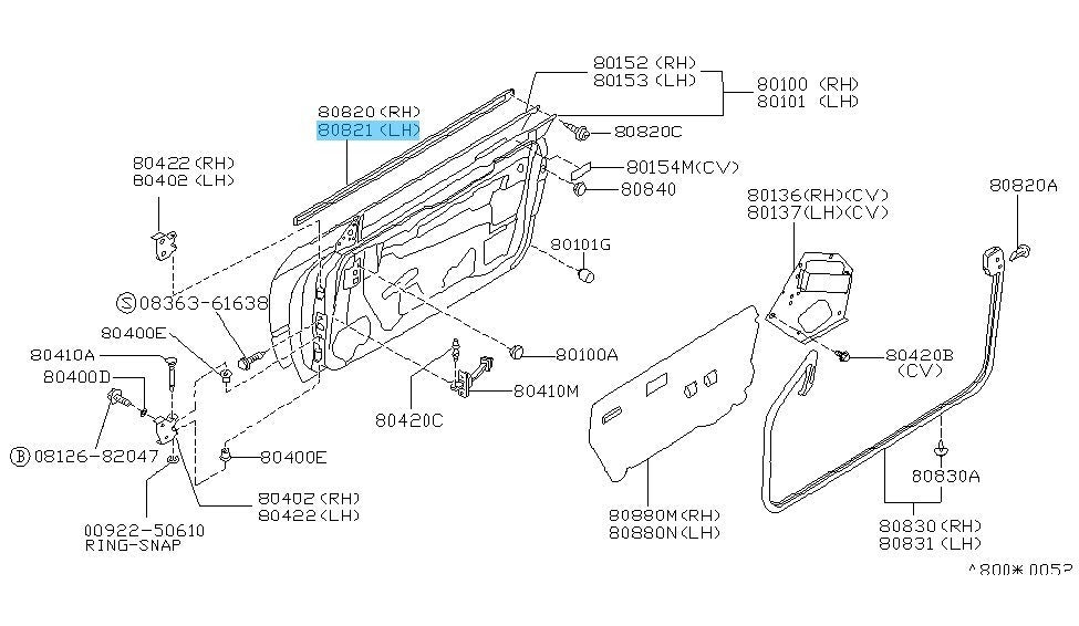 NISSAN 240SX S13 89-94 Genuine Front Door Outside Molding LH 80821-35F20 OEM