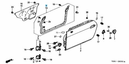 HONDA S2000 AP1 AP2 00-09 Genuine Door Weatherstrip Rubber Seal Right Side OEM