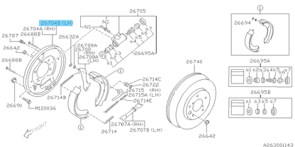 SUBARU LEGACY BH5 00-09 Genuine Rear Brake Splash Shield LH 26704AE050 OEM