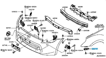 NISSAN 370Z Z34 2009-2020 Genuine Front Bumper Side Bracket LH 62223-1EA0B OEM