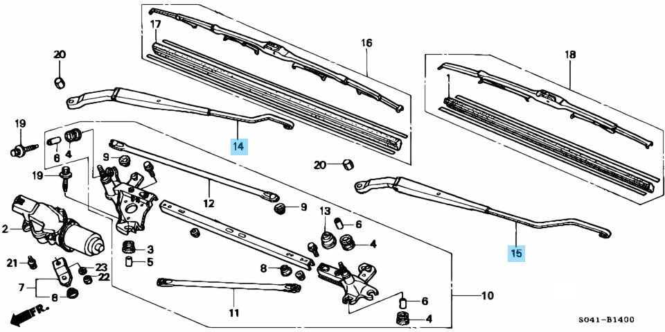 HONDA CIVIC FELIO EK 4D RHD Genuine Front Windshield Wiper Arm RH & LH Set OEM