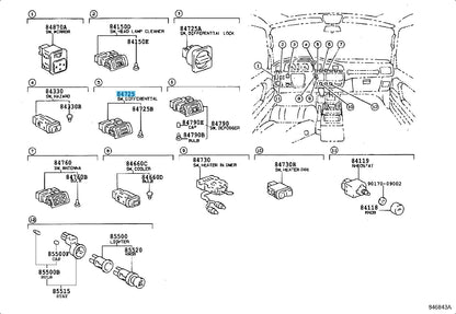 TOYOTA LAND CRUISER FJ80 91-96 Genuine Center Differential Lock Switch OEM