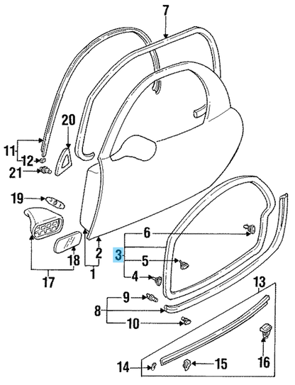 MAZDA RX-7 FD3S Genuine Front Side Door Weatherstrip Seal Right & Left Set OEM