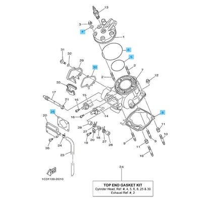 YAMAHA YZ125 '05-20 YZ125X 2020 Genuine Top End Gasket Kit 1C3-W0001-00-00 OEM