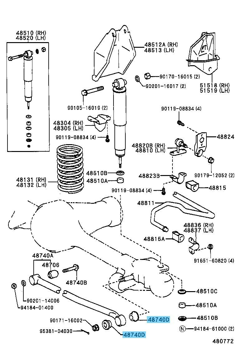 TOYOTA LAND CRUISER KZJ78 '85-96 Genuine Front Lateral Control Rod Bush x2 Set