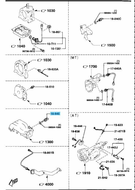 MAZDA RX-7 FD3S 1993-1995 Genuine Air Intake Temp Sensor N3A1-18-845 OEM