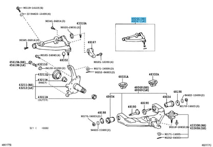 TOYOTA HIACE KLH18 LXH18 Genuine Front Suspension Arm Upper RH & LH Set OEM