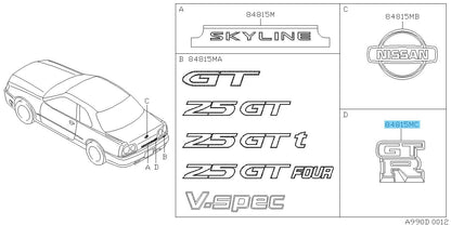 NISSAN SKYLINE GT-R BNR34 98-02 Genuine Trunk Lid Emblem "GT-R" 84896-AA400 OEM