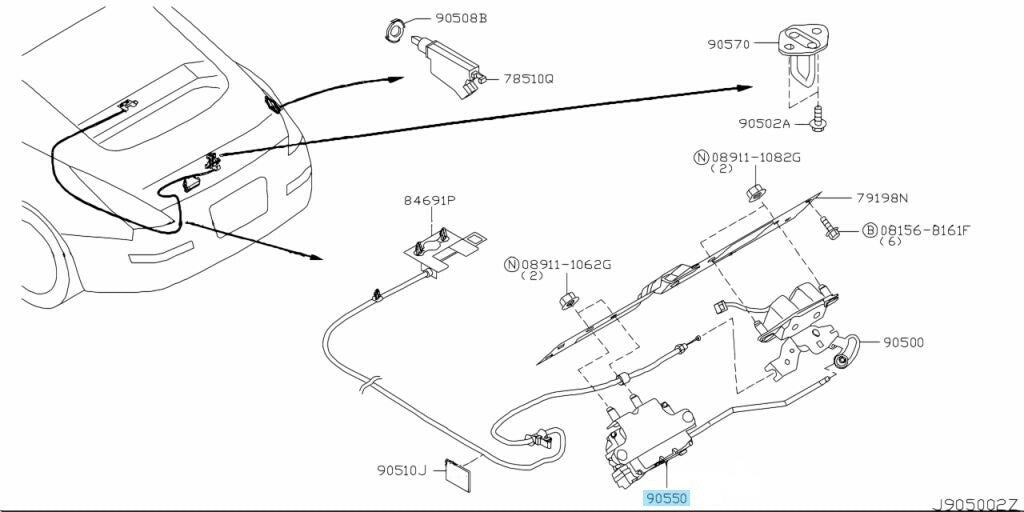 NISSAN 350Z Z33 370Z Z34 03-20 Genuine Back Door Lock Actuator 90550-CD01A OEM