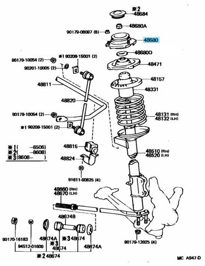 TOYOTA MR2 AW11 AW10 84-89 Genuine Front Suspension Support Assy 48609-17020 OEM