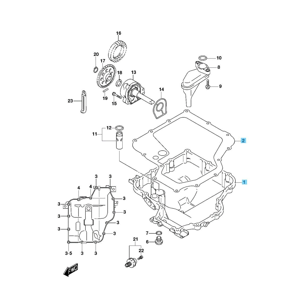 SUZUKI HAYABUSA GSX1300R 99-09 11-20 22-24 Genuine Oil Pan & Gasket Set OEM