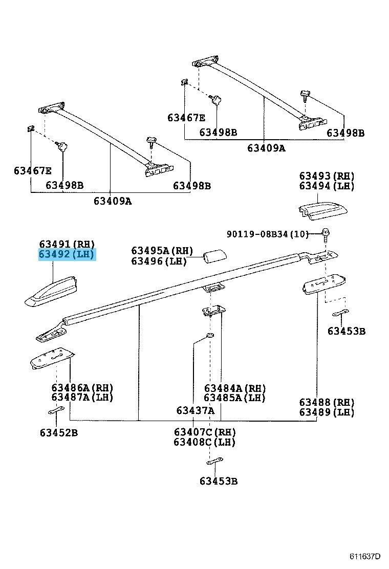 TOYOTA LAND CRUISER UZJ100 02-07 Genuine Roof Rack Leg Cover Fr LH 63492-60060