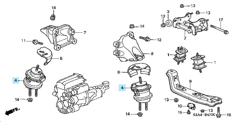 HONDA S2000 AP1 AP2 F20C F22C Genuine Engine Mount Rubber 50810-S2A-003 x2 OEM