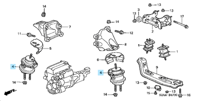 HONDA S2000 AP1 AP2 F20C F22C Genuine Engine Mount Rubber 50810-S2A-003 x2 OEM