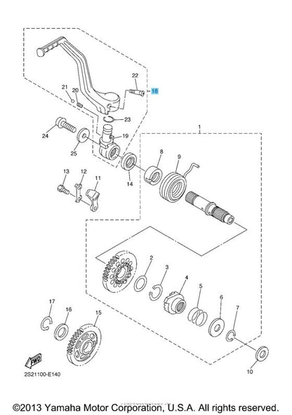 YAMAHA YZ450F 07-09 Genuine Kick Crank Assy 2S2-15620-01-00 OEM