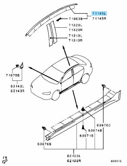 MITSUBISHI LANCER EVOLUTION X 10 CZ4A Genuine Roof Drip Moulding Left Side OEM