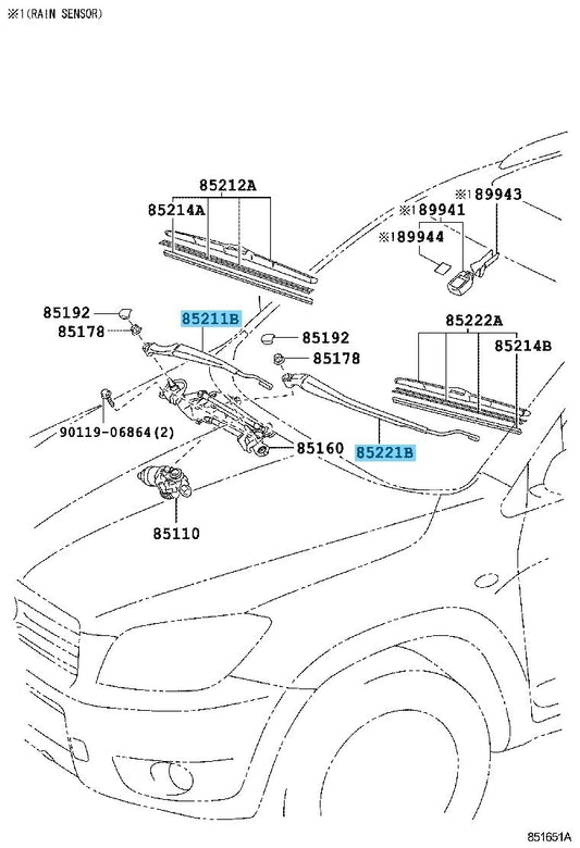 TOYOTA RAV4 ACA31 ACA33 GSA33 Genuine Front Wiper Arm RH & LH Set OEM RHD