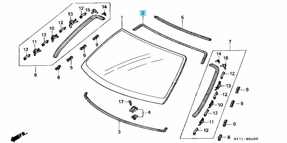 HONDA ACURA INTEGRA DC# 94-01 Genuine Front Glass Windshield DAM Rubber A OEM