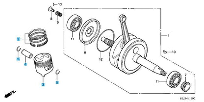 HONDA CRF80F 04-09 11-13 Genuine Piston & Ring Set & Pin & Pin Clip(x2) Set OEM