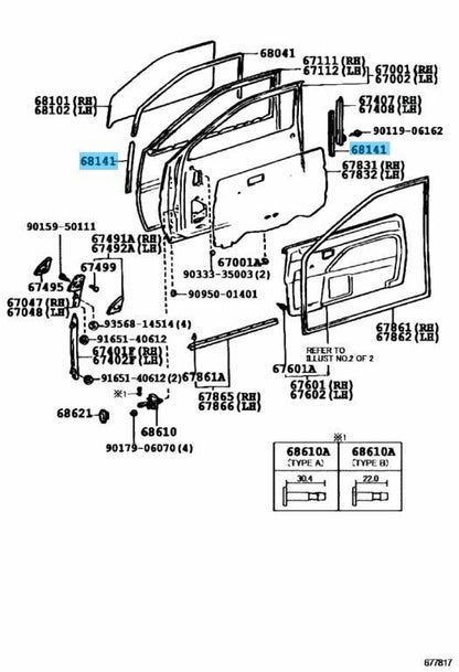 TOYOTA LEVIN TURENO AE86 80-87 Genuine Front Door Glass Run 68143-12061 x2 Set