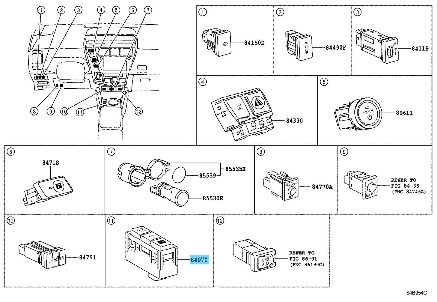 TOYOTA PRIUS V ZVW41 2012-2017 Genuine Combination Switch Assy 84970-47020 OEM