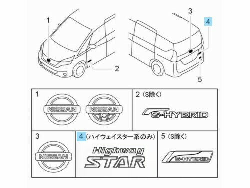 NISSAN ELGRAND E52 SERENA C27 Genuine Rear Emblem Badge "Highway STAR" OEM Parts