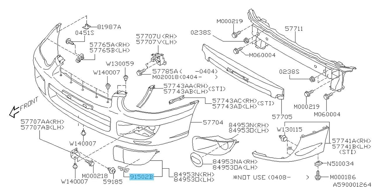 SUBARU IMPREZA WRX STI GDB 2004 Genuine Fog Light Cover Label 91502FE040 x2 Set