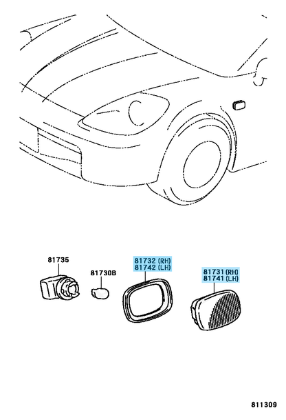 TOYOTA MR2 MR-S Roadster Spyder ZZW30 Genuine Side Turn Signal Lamp Lens GK Set