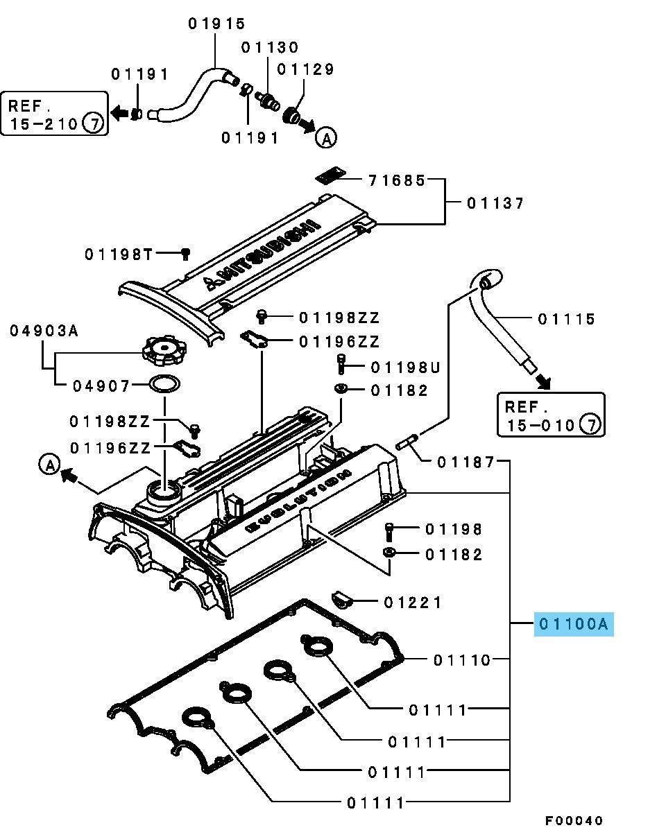 MITSUBISHI LANCER EVOLUTION 7 CT9A Genuine Rocker Cover Assy 1035A655 OEM